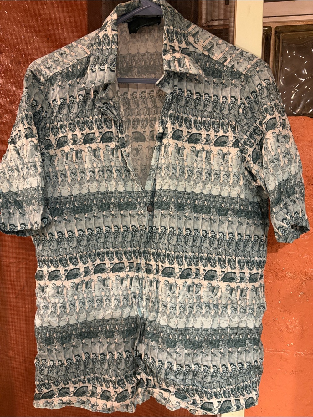 Roi du Lac Short-Sleeve Printed Button-Up Shirt - Green/White/Teal